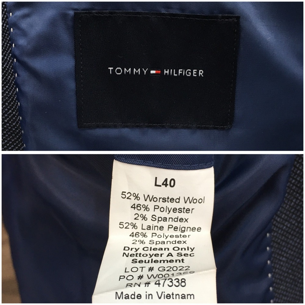TOMMY HILFIGER Mens Blazer Sport Coat Casual Jacket Size 40L Hopsack Wool Suit‎ - Picture 10 of 12